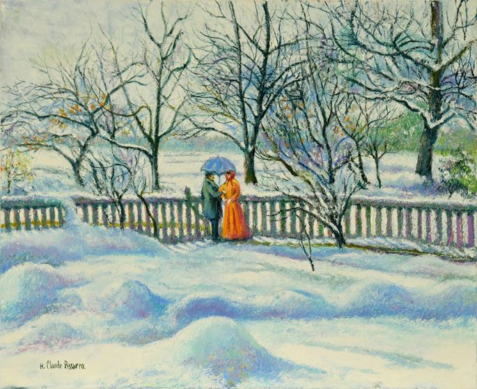 H. Claude Pissarro - Neige au Manoir de Miettes (Le Parapluie Bleu) | MasterArt